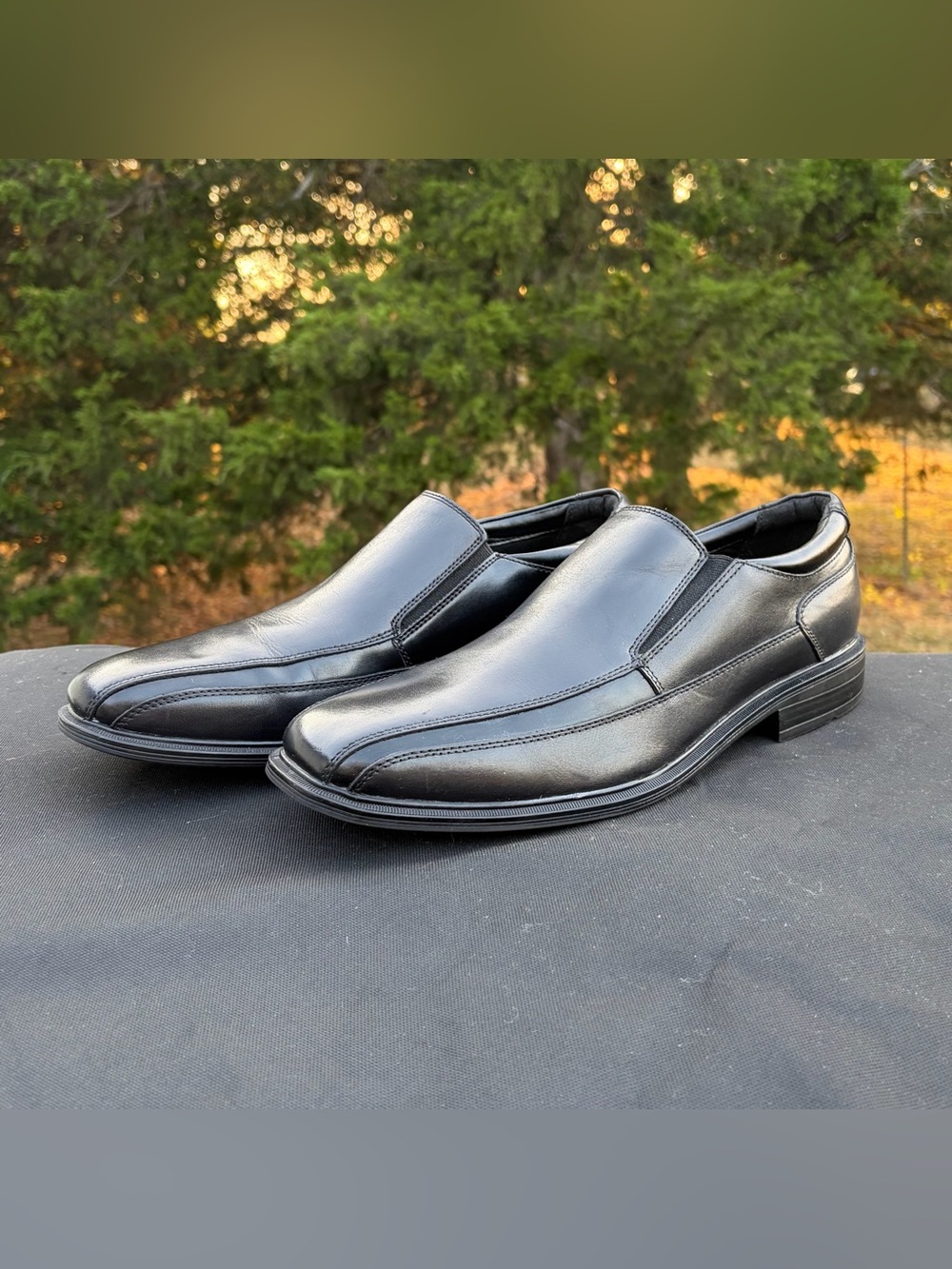 Kenneth Cole Len Black Leather Slip On Loafers Mens 10.5